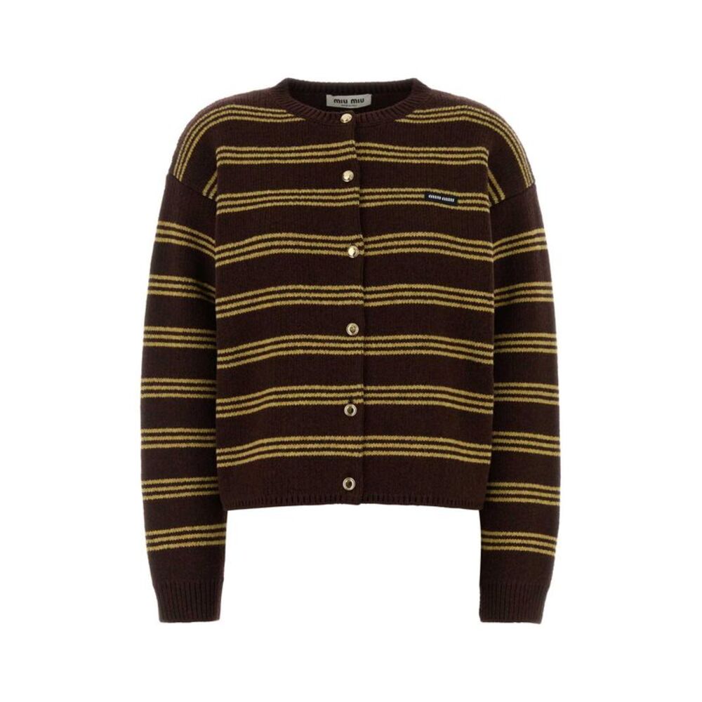 Miu Miu Women Embroidered Wool Blend Cardigan
